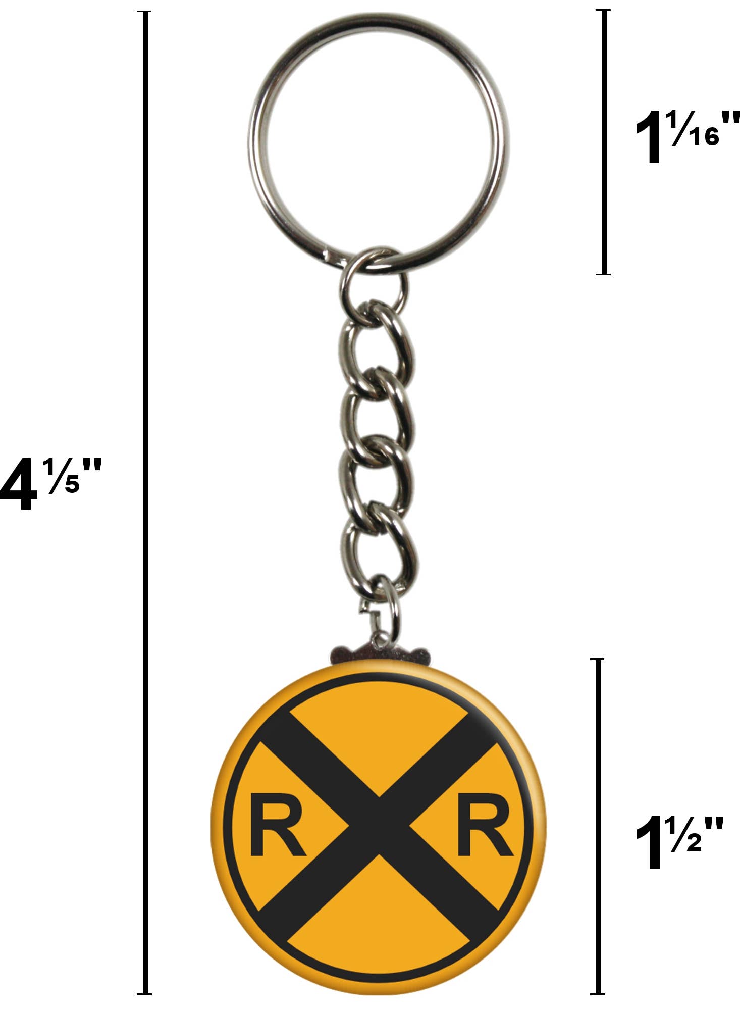 Square Deal Recordings & Supplies - Wholesale Keychain - Unisex - Keychain - Railroad Train Crossing - Round Yellow Sign4