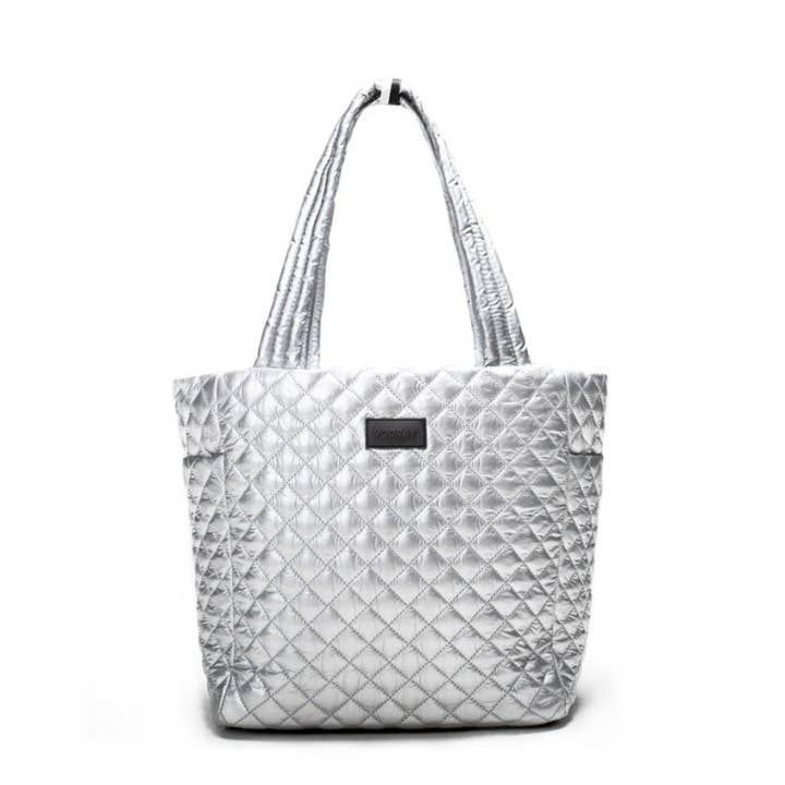 Naomi Tote Quilted Silver for wholesale by Vooray