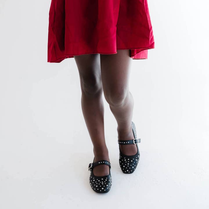 Miss Sadie Ballet Flat in Black Studs - Kids for wholesale on Faire1
