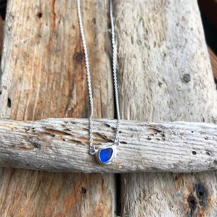 Mini Sea Glass Necklace in Silver for wholesale by Bridget Turner Jewellery