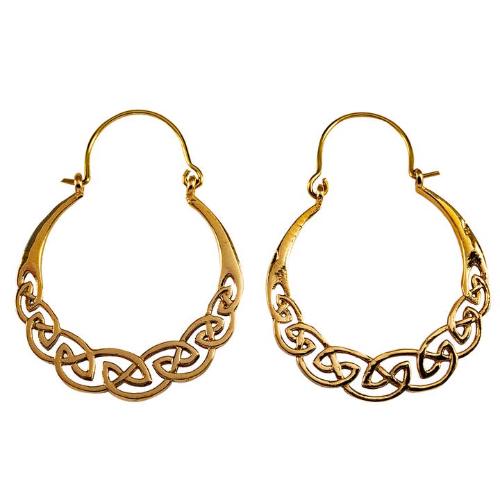 Saraswati Imports - Wholesale Hoop Earrings - Celtic Knots Brass Hoop Earrings
