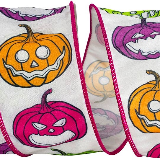 Jack-o-lantern Colors Dupioni Wired Edge, White, 2-1/2 In for wholesale by RELIANT RIBBON