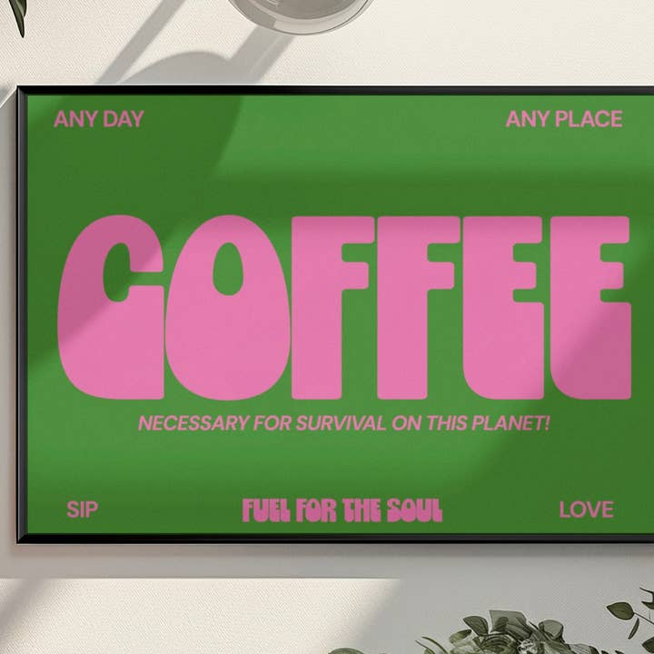 Coffee Typography print for wholesale by Blue Iris Designs Co