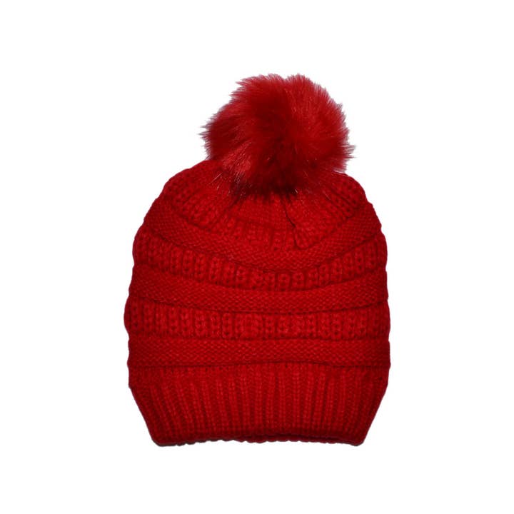 Buck Wholesale - Wholesale Beanie - Women's - Winter Beanie W/Fur Pom-Pom - Warm Knit Soft Ladies Beanie6