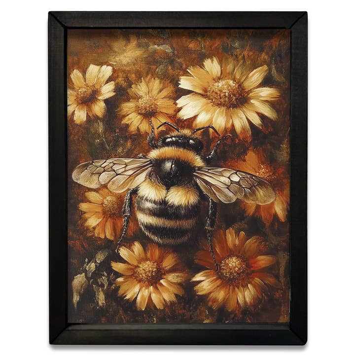 Cadre en boîte abeille florale d'automne HMK986 pour la vente par JanMichaels Art & Home
