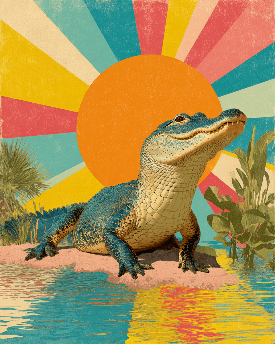 Mowbi - Wholesale Art Print - Grunge Alligator - Zoo Animals - Biophilic Wildlife Art Print - 8"x10" Artwork for 11"x14" Frame7