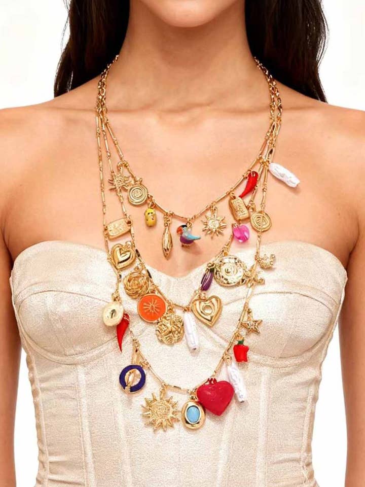 Dames Kleurvolle Hanger 3-delige Gelaagde Ketting Set voor wholesale door Sweetkama