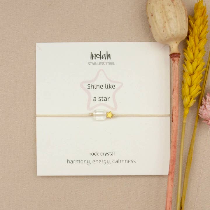 Armband rock, berg kristal, zilver en goud for wholesale by by Indah