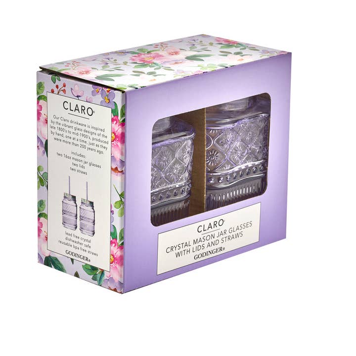 Godinger - Wholesale Drinking glass/cup - Claro Mason Jars 16 oz Set of 23