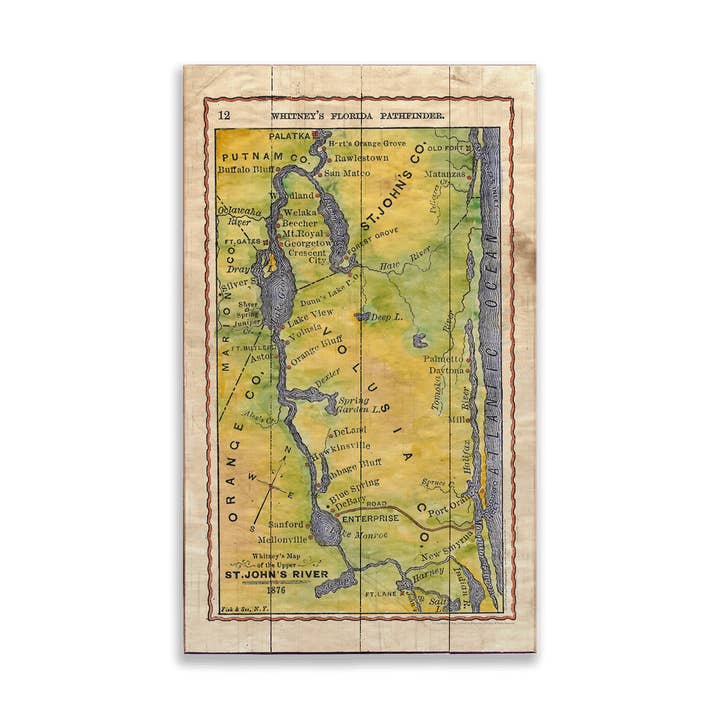 Whitney's Map of St. John's River: Vintage Map - Wall Decor for wholesale by Old Wood Signs