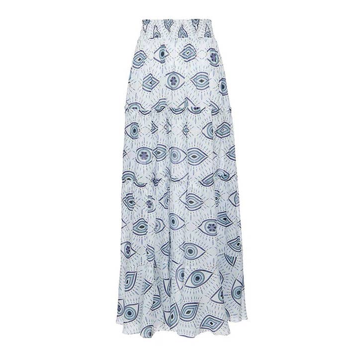 White Eye of The Devil One Piece Swimwear with Skirt Cover Y216 for wholesale on Faire2