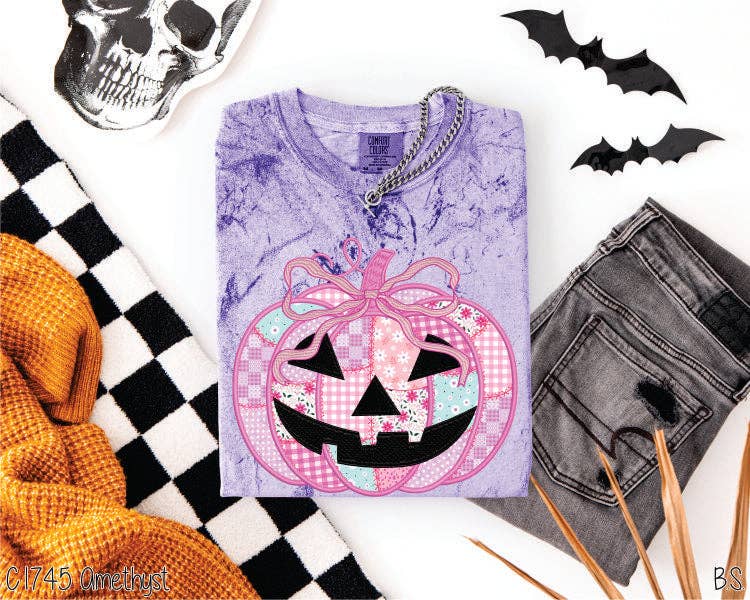 Bama Screens - Wholesale Graphic Sweatshirt - Women's - Preppy Floral Pink Pumpkin #BS83885