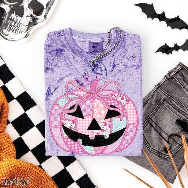 Bama Screens - Wholesale Graphic Sweatshirt - Women's - Preppy Floral Pink Pumpkin #BS83885