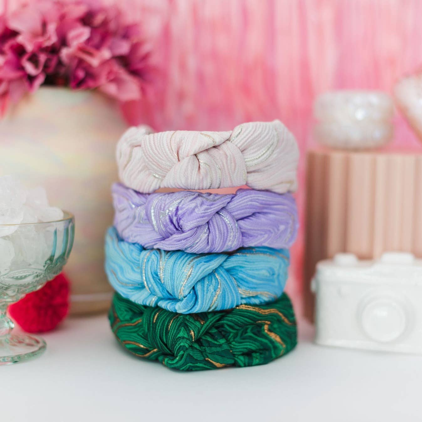 La Bella - Wholesale Fashion Headband - Women's - Lavender Swirl Jacquard Knotted Headband5