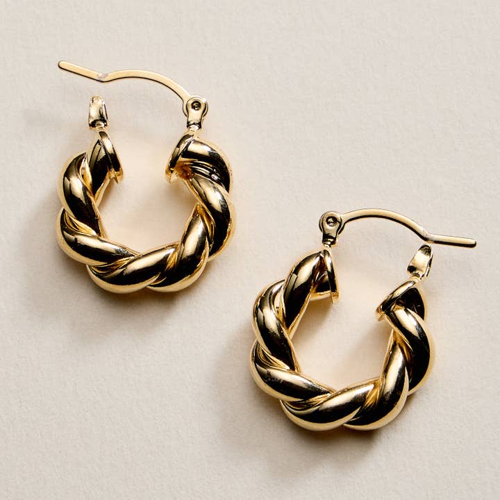 GD Gold Filled Braided Hoop Earrings for wholesale on Faire2