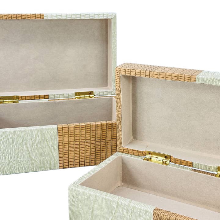 Galt International Company - Vente Boîtes décoratives - Coffret décoratif bicolore en cuir végétalien2