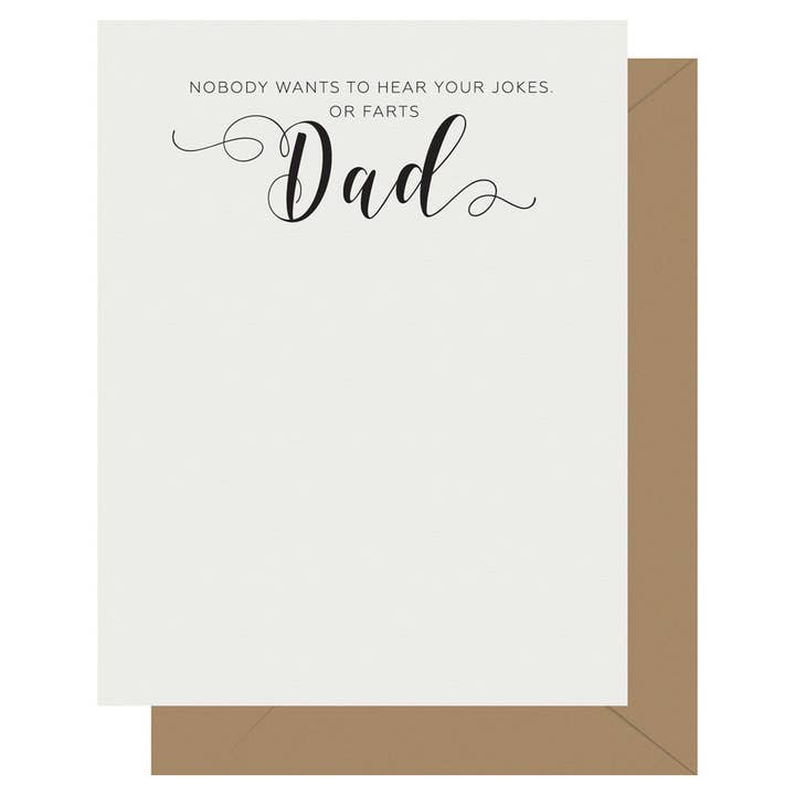 Letterpress Jess - Wholesale Father's Day Card - Crass Calligraphy Dad Letterpress Greeting Card