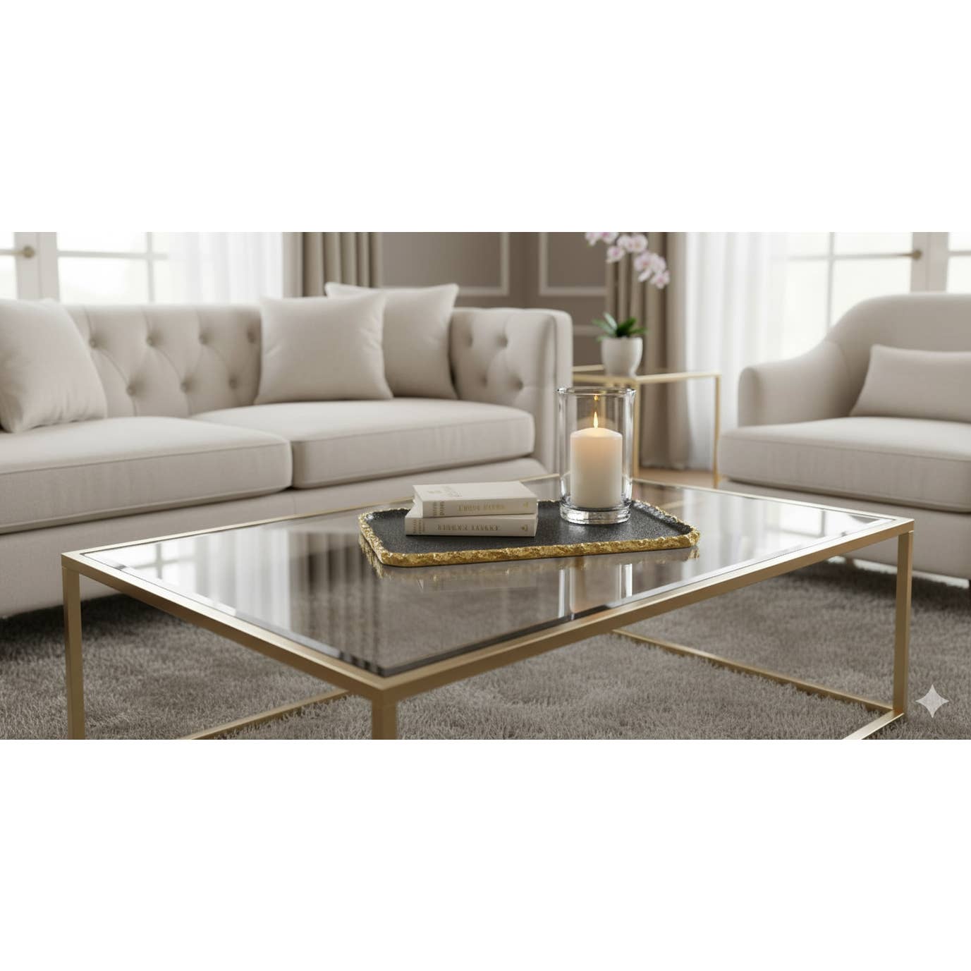 Interio Home - Wholesale Decorative Tray - Obsidian Rock Tray – Gold & Black Enamel Tray