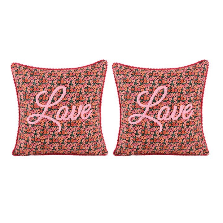 2ABCC23671_BPFS Set/2 KISSEN „LOVE FOREVER“ 18X18 für den Großhandel von Karma Living