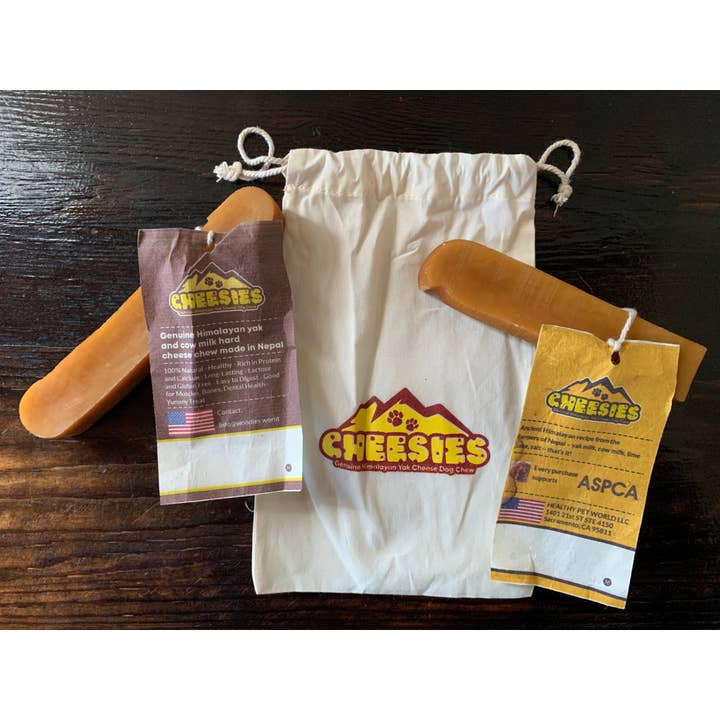 Cheesies genuine yak cheese dog chews for wholesale by Woodies dog chew toys