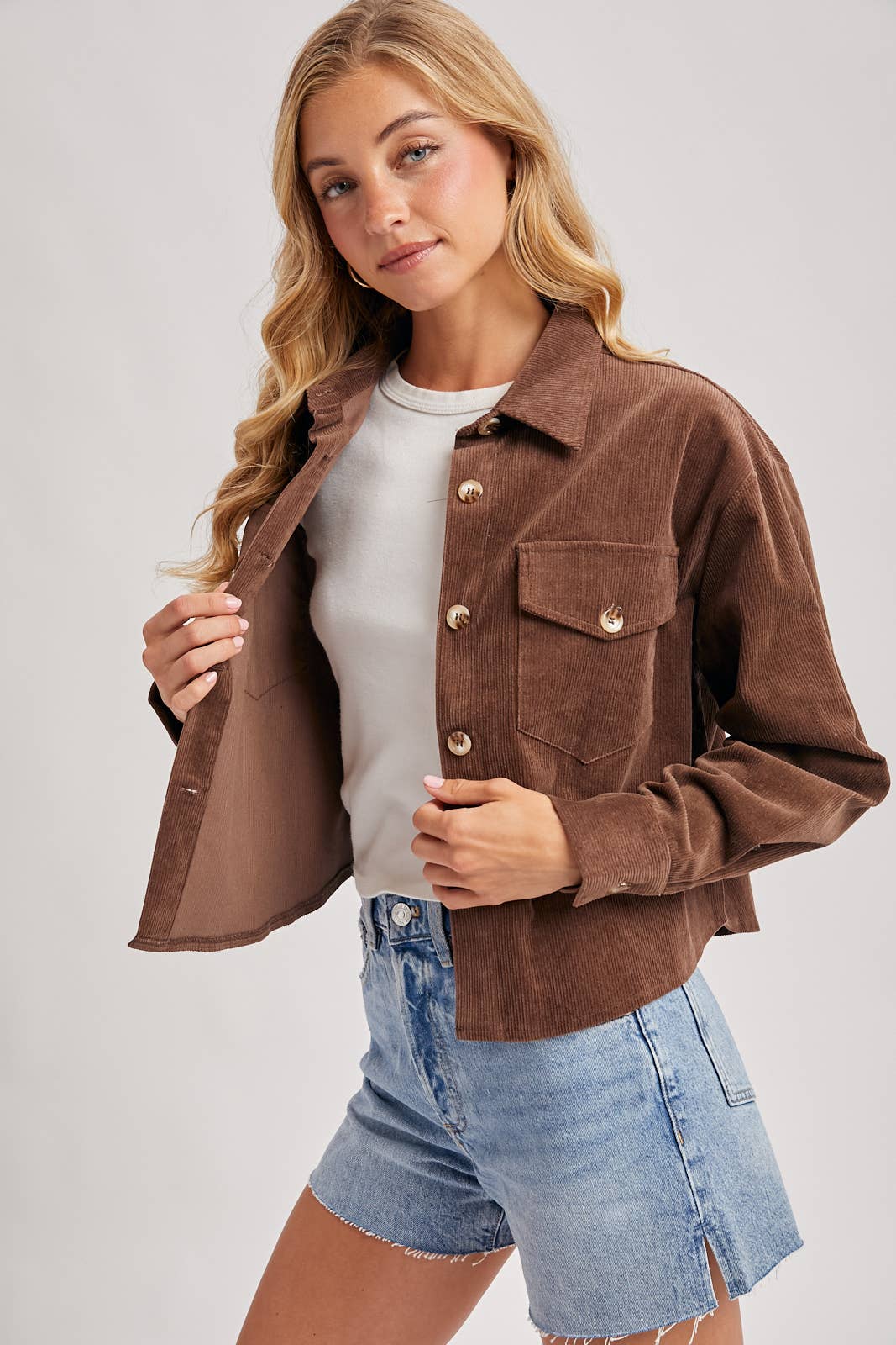 Bluivy - Wholesale Jacket - Women's - CORDUROY CROPPED BUTTON DOWN SHIRT JACKET28