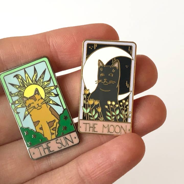 Considerate Cat Design - Wholesale Lapel Pin/Button - The Sun and The Moon Tarot - Hard Enamel Pin1