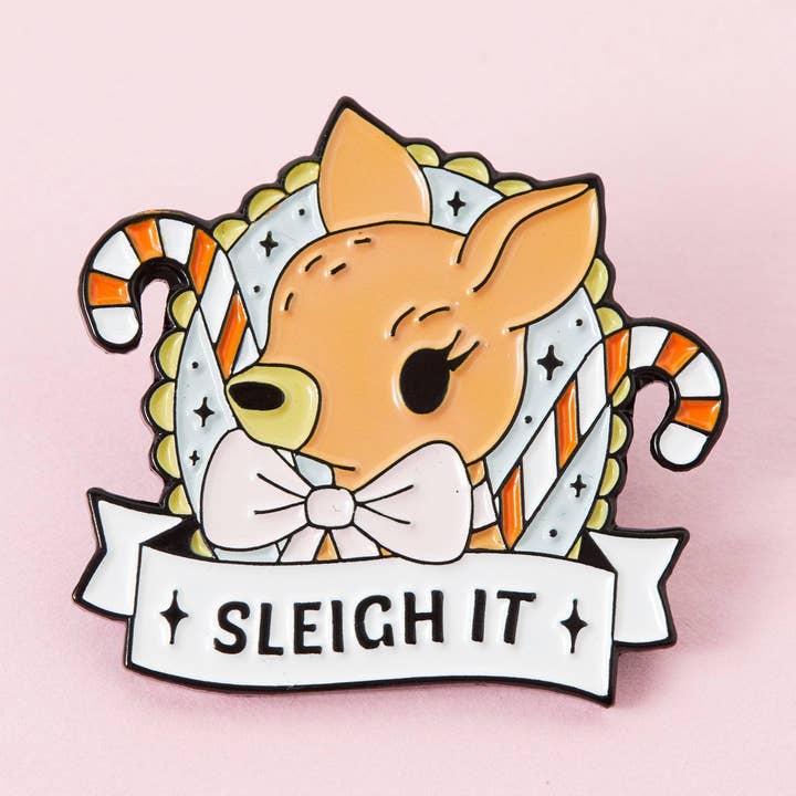 Pin esmaltado Sleigh It para venta al por mayor de Punky Pins