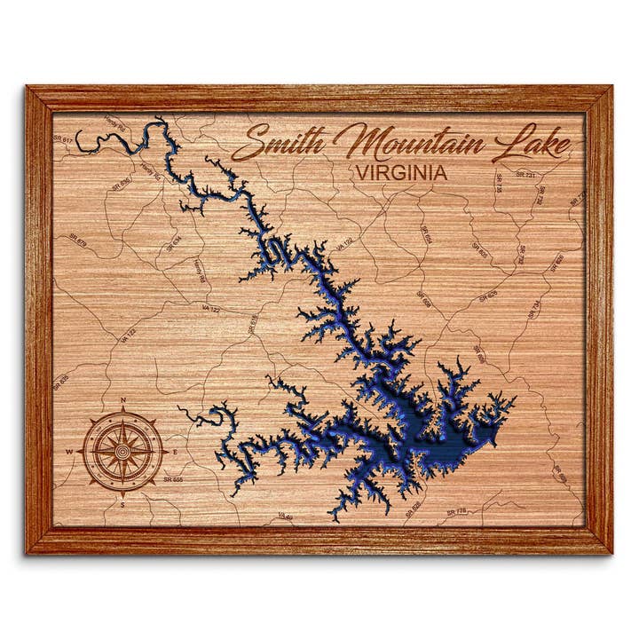Mappa della Profondità del Lago Smith Mountain - Decorazione Murale Unica per la Casa per la vendita all'ingrosso da parte di Premier Gifts and More