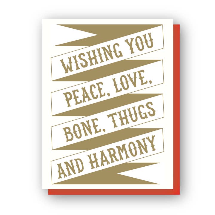 Ti auguro pace, amore, ossa teppisti e armonia, biglietto per la vendita all'ingrosso da parte di Wishbone Letterpress