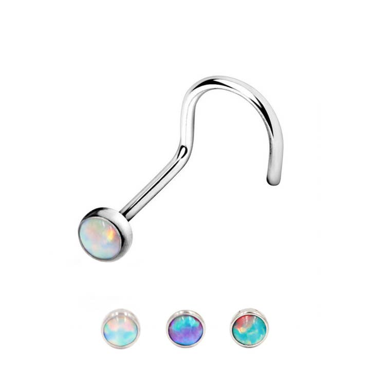 Opal Curved Nose Stud - PB-036 for wholesale by Awaken
