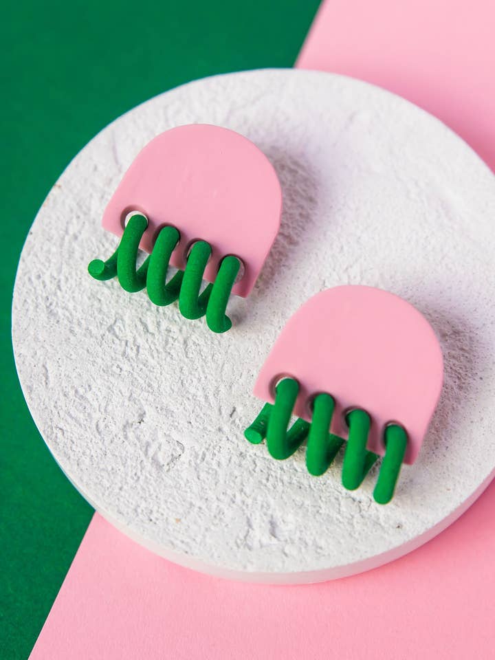 Polymer Ler Øreringe | Letvægts | Farveblok Spiral for engroshandel hos Mono