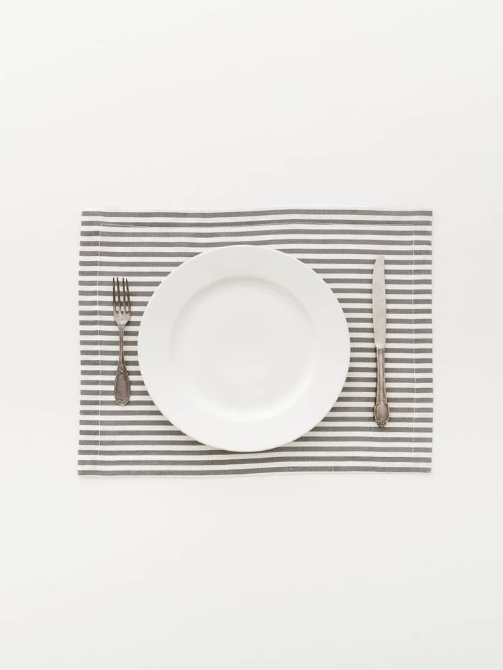 Keepsake Linen Placemat in Pewter for wholesale by Heirloomed Collection
