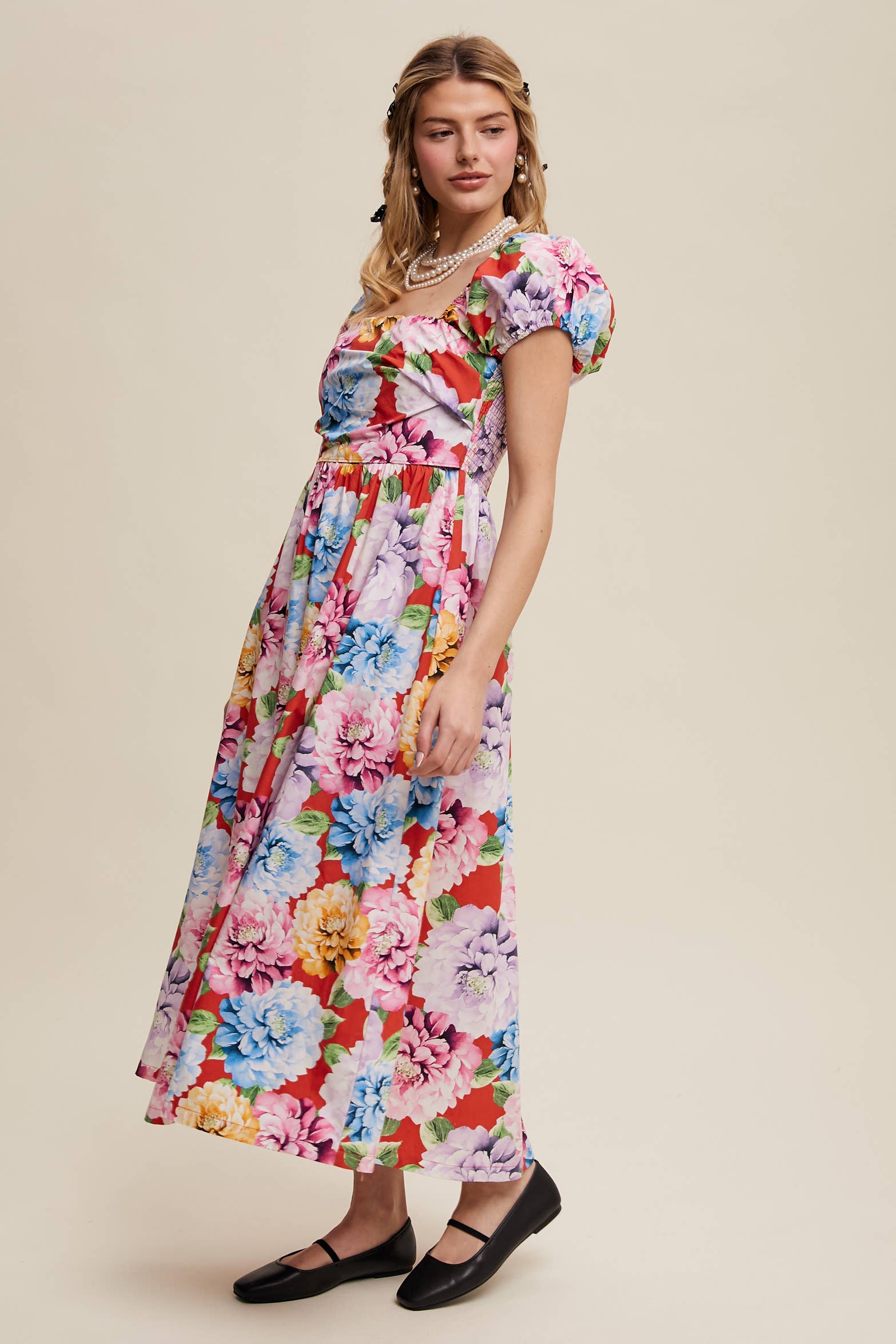 Listicle - Vendita all'ingrosso Vestito - Donna - Abito romantico a fiori con maniche a sbuffo14