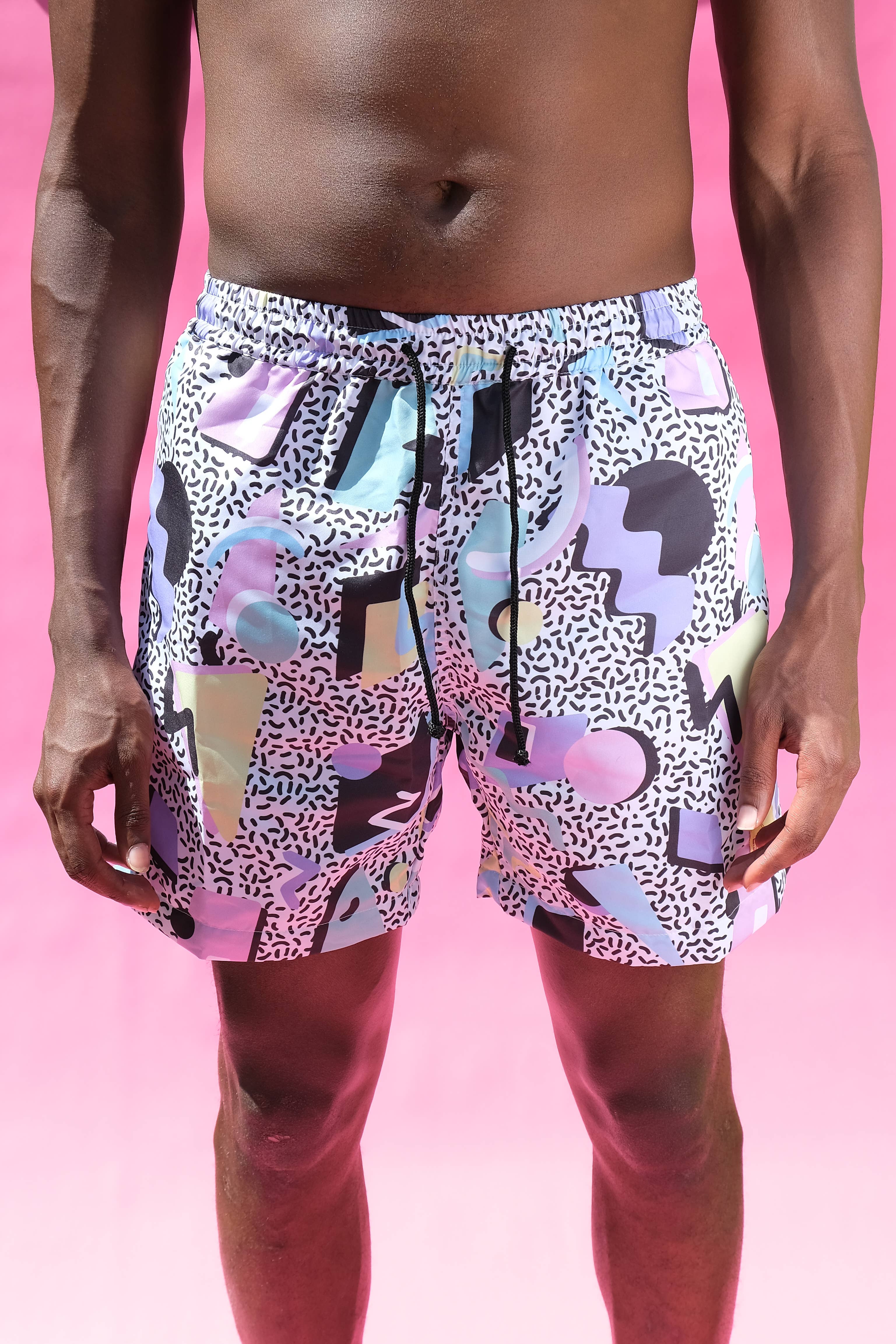 Gazzybygazzo - Vendita all'ingrosso Pantaloncini da bagno - Uomo - Pantaloncini da bagno Gazzy Confetti Board Anni '80 Retro Comodi per Allenamento