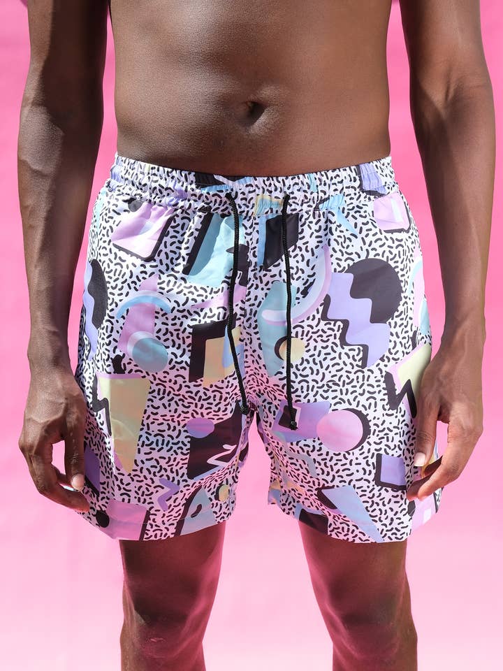 Gazzybygazzo - Vendita all'ingrosso Pantaloncini da bagno - Uomo - Pantaloncini da bagno Gazzy Confetti Board Anni '80 Retro Comodi per Allenamento0