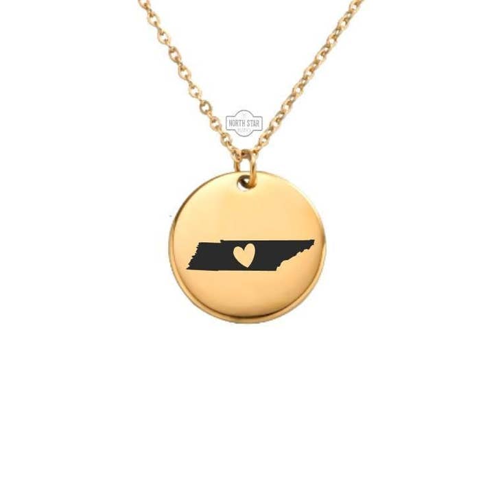 Tennessee State Outline Charm Necklace - Customizable for wholesale by North Star Rustics Too