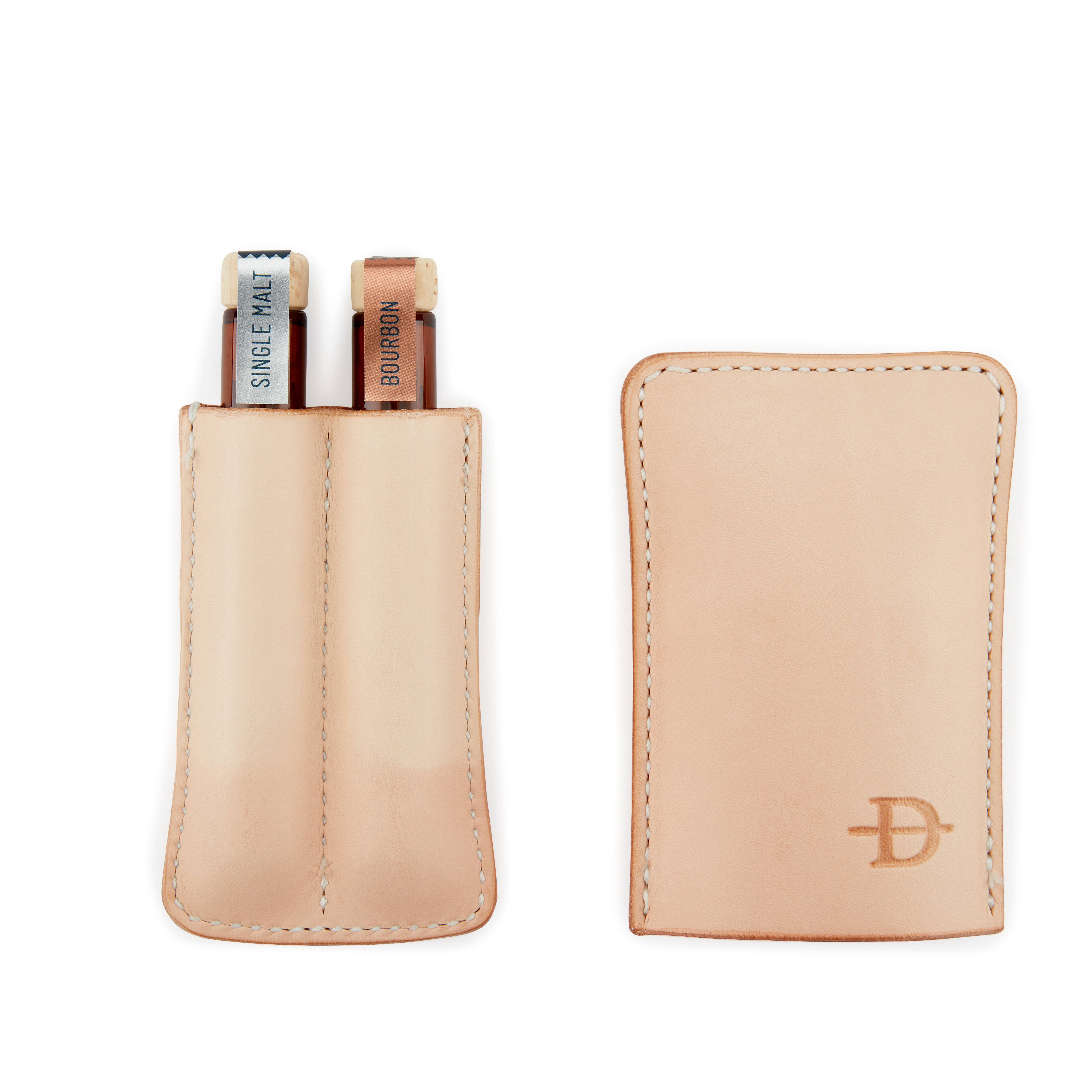 Daneson – wholesale Humidor/cigar accessory – Veg. Tan Two-Finger Leather Case1