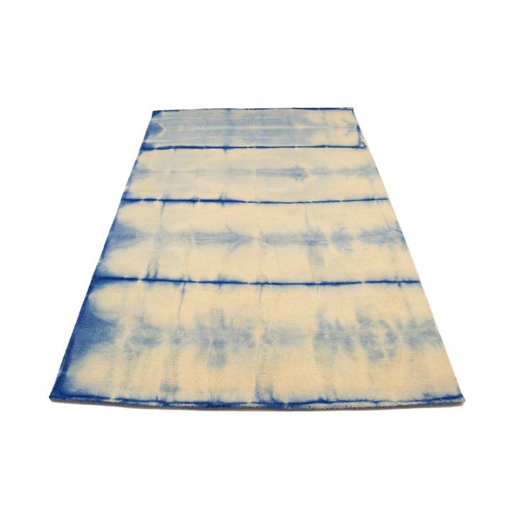 Creme & Blue Tie-Dye Geometrisk 5X8 Moderne Tæppe for engroshandel hos Magic Rugs Inc.