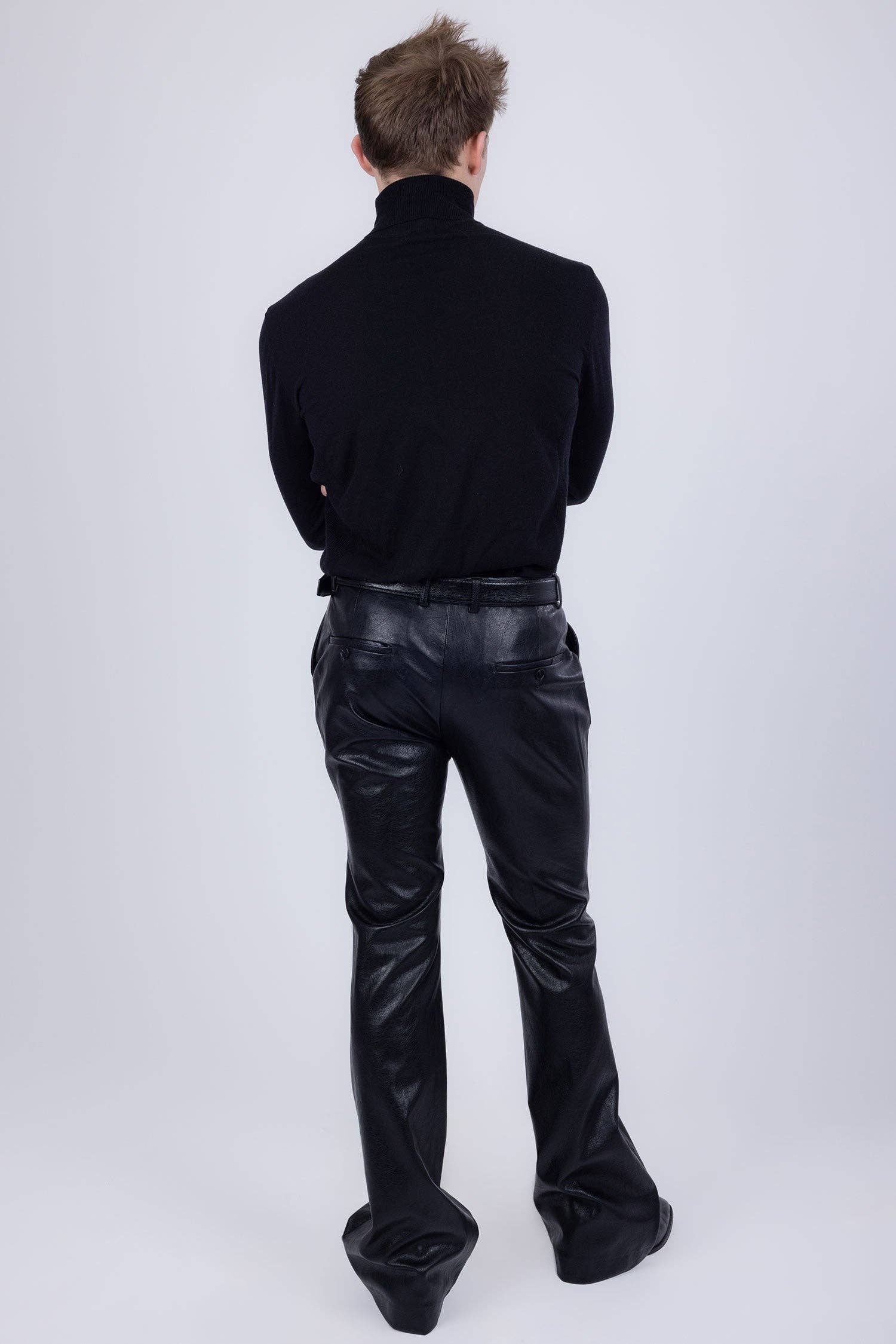 BARABAS - Wholesale Suit Set - Men's - Men's Faux Leather Notch Lapel Suit 5SU416