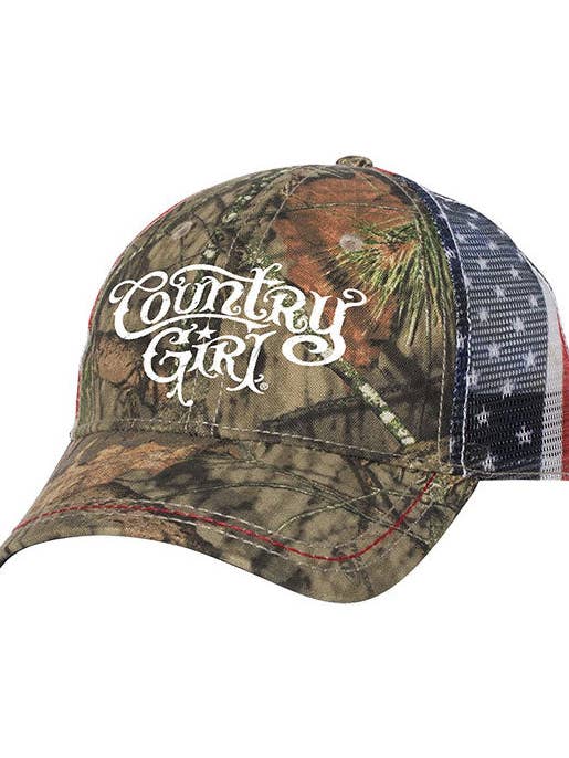 Sombrero con bandera de camuflaje con logotipo de Country Girl® para venta al por mayor de Country Girl Store