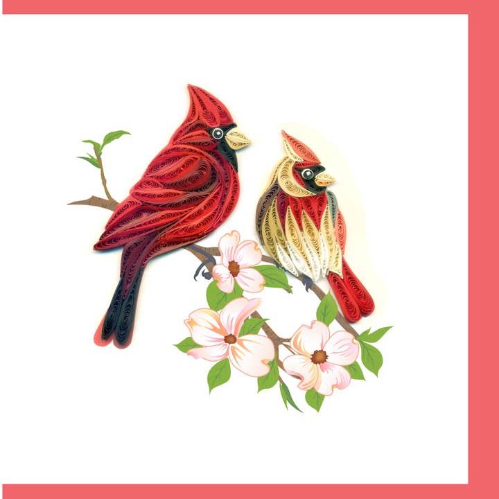 Carte Cardinals Quilling pour la vente par Blue Bird Cards
