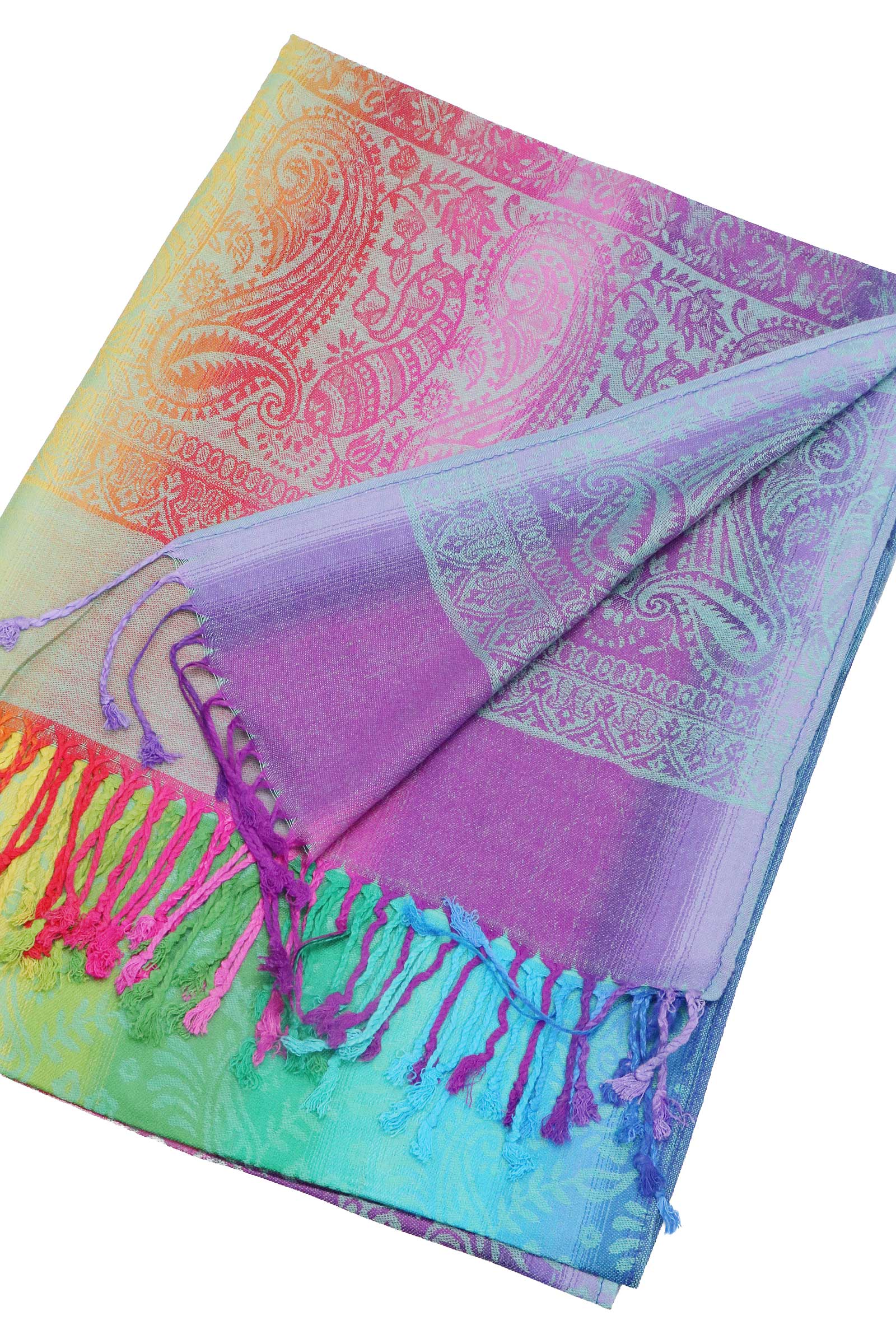 Assorted Rainbow Ombre Paisley Vineyard Pashmina Shawl for wholesale on Faire6