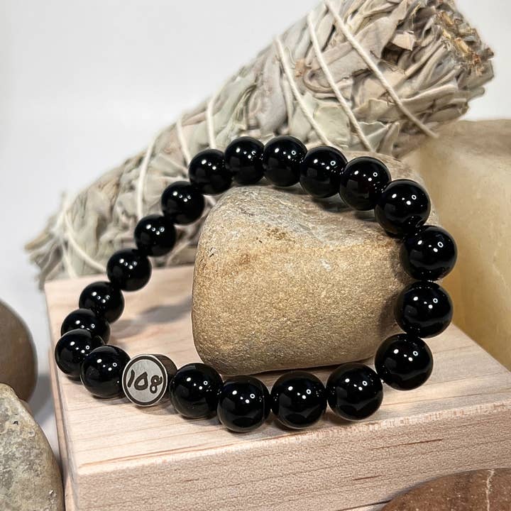 10mm zwarte onyx mala armband voor wholesale door One Zero Eight