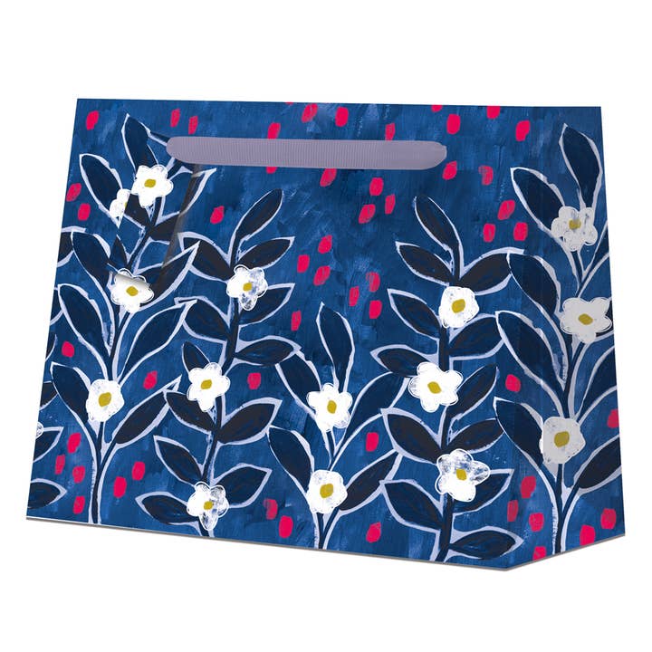 Grote Rechthoekige Cadeautas Blauw Marinebloemen voor wholesale door Penny Kennedy Ltd