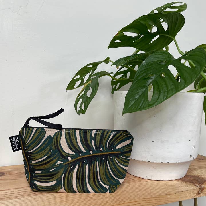 TABOR COSMETIC BAG IN MONSTERA for wholesale by Frankie & Coco PDX
