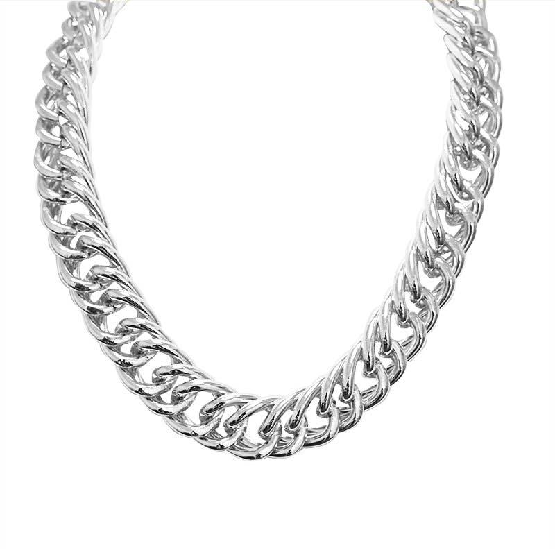 AMORINO SRL - Vente Collier maille et chaîne - Collier ras-de-cou double chaîne avec maillons épais0