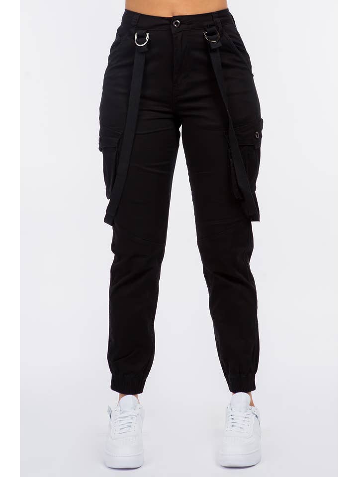 Boswell - Venta al por mayor Pantalones - Mujer - Pantalones tipo Cargo Jogger con bolsillos en las piernas y tirantes