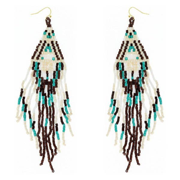 Ivory Beaded Fringe Earrings for wholesale by Eeyou Istchee Clothing Co.