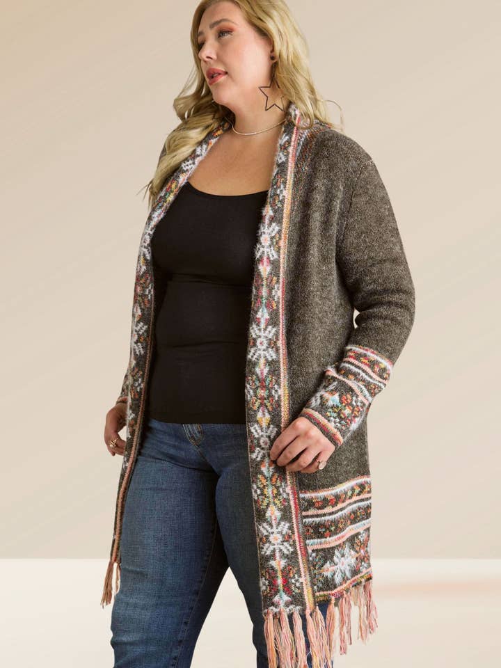 Madelyn - Wholesale Cardigan - Women's - LESW2568X- PLUS TRIBAL CARDIGAN14