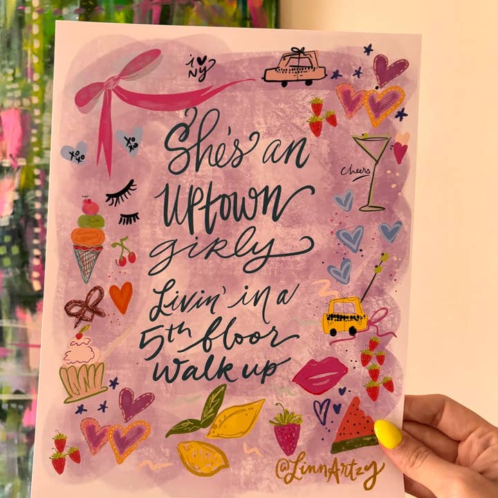 Uptown Girl Fifth floor - Impression d'art LinnArtzy (pink doodles) pour la vente par LinnArtzy